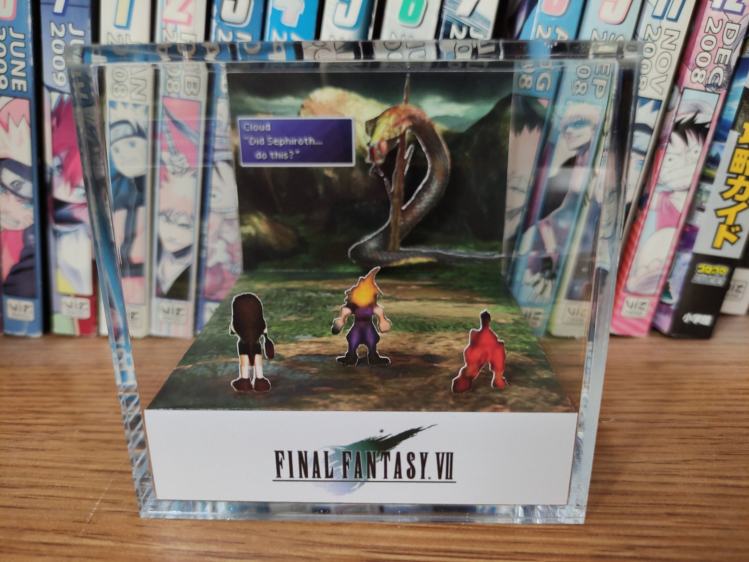 Final Fantasy VII - Cloud Did Sephiroth do this? (Snake) - Final Fantasy 3D Diorama Cube, Crystal Diorama Cube, Unique Gift for Gamers