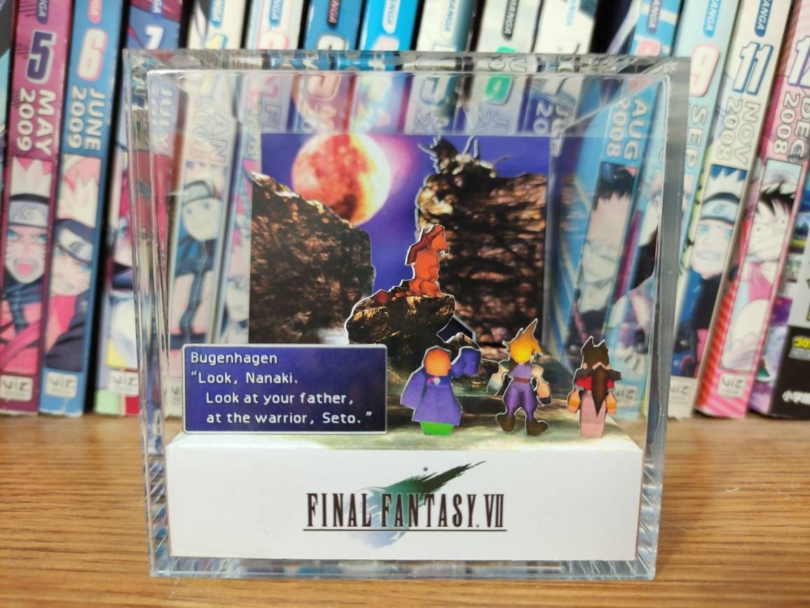 Final Fantasy VII- Cosmo Canyon Seto / RED XIII Nanaki / Cloud - Final Fantasy 3D Diorama Cube, Crystal Diorama Cube, Unique Gift for Gamers