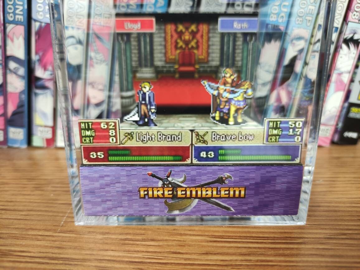 Fire Emblem Diorama - Lloyd vs Rath (The Blazing Blade), Rath Fire Emblem 3D Diorama Cube, Handmade Diorama Cube, Unique Gift for Gamers