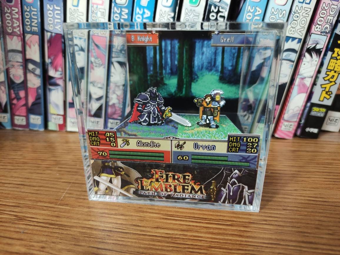 Fire Emblem Diorama - Black Knight vs Greil (Path of Radiance), Fire Emblem 3D Diorama Cube, Handmade Diorama Cube, Unique Gift for Gamers