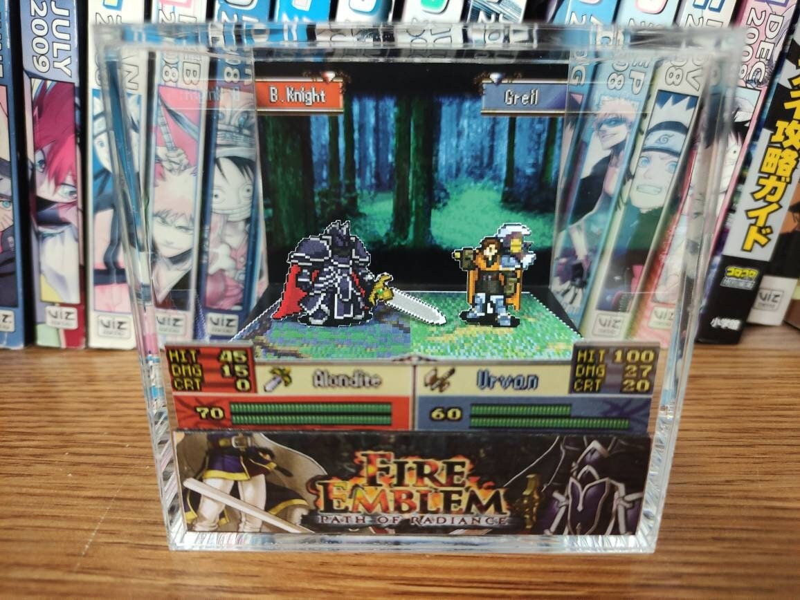 Fire Emblem Diorama - Black Knight vs Greil (Path of Radiance), Fire Emblem 3D Diorama Cube, Handmade Diorama Cube, Unique Gift for Gamers