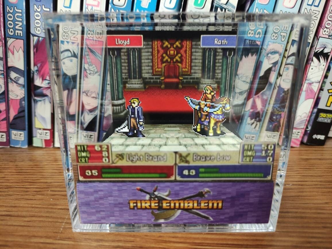 Fire Emblem Diorama - Lloyd vs Rath (The Blazing Blade), Rath Fire Emblem 3D Diorama Cube, Handmade Diorama Cube, Unique Gift for Gamers