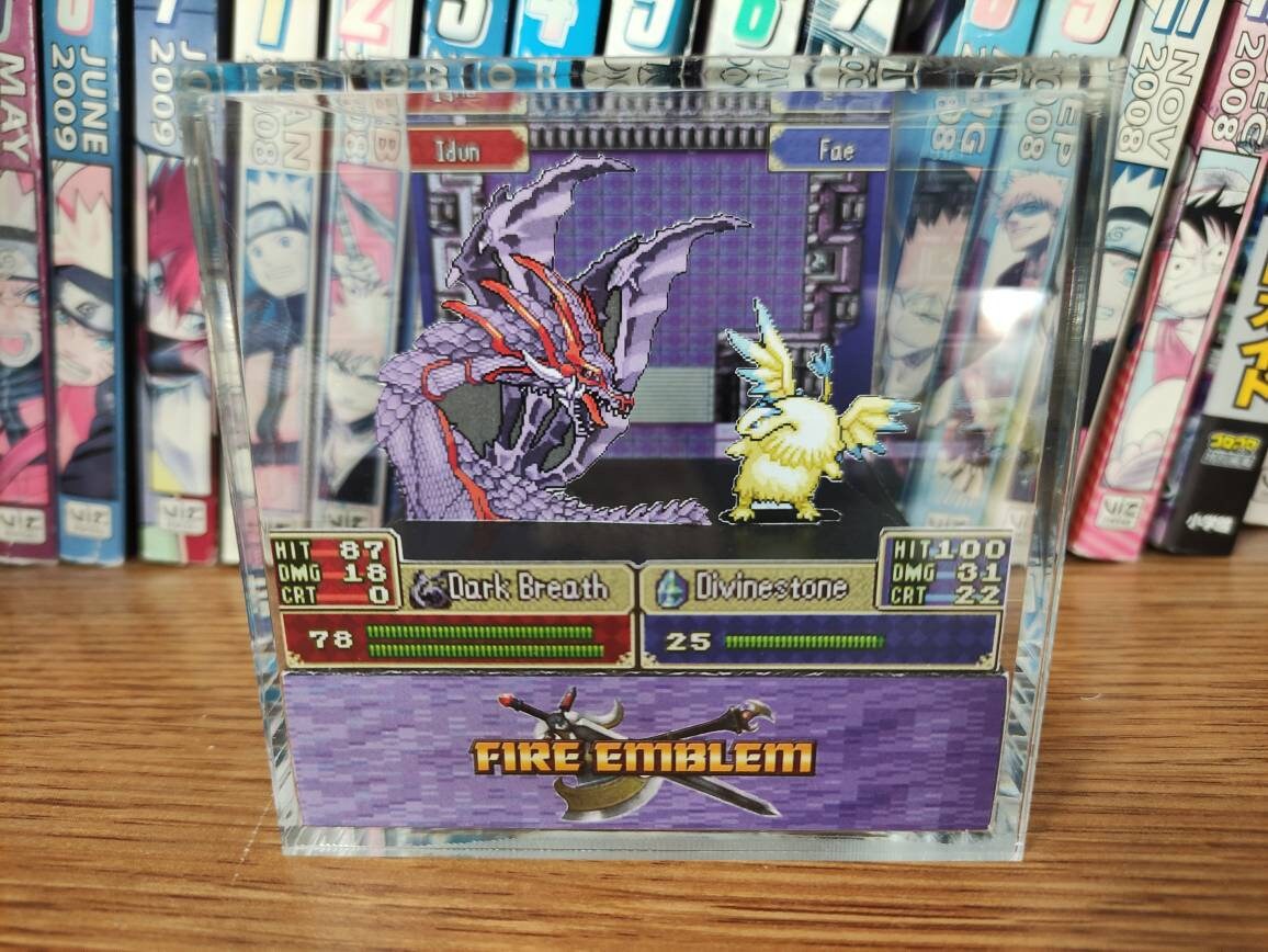 Fire Emblem Diorama - Idun vs Fae (Blazing Blade), Fire Emblem 3D Diorama Cube, Handmade Diorama Cube, Unique Gift for Gamers