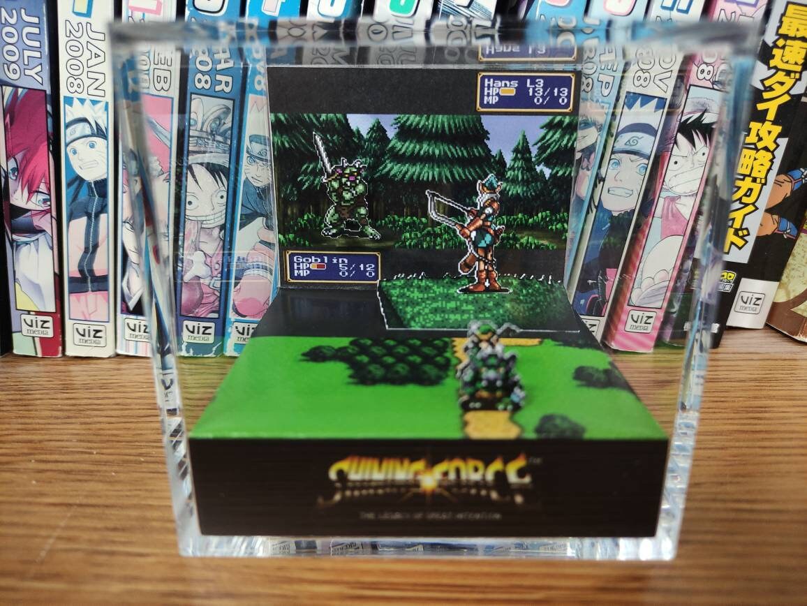 Shining Force Hans Diorama , Shining Force 3D Diorama Cube, Shining Force Handmade Crystal Diorama Cube, Unique Gift for Gamers