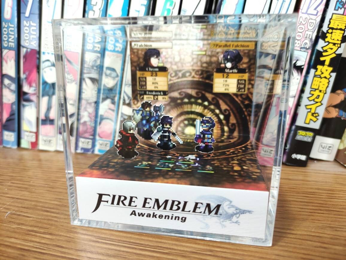 Fire Emblem Diorama - Chrom & Robin Vs Masked Marth (Awakening), Fire Emblem 3D Diorama Cube, Handmade Diorama Cube, Unique Gift for Gamers