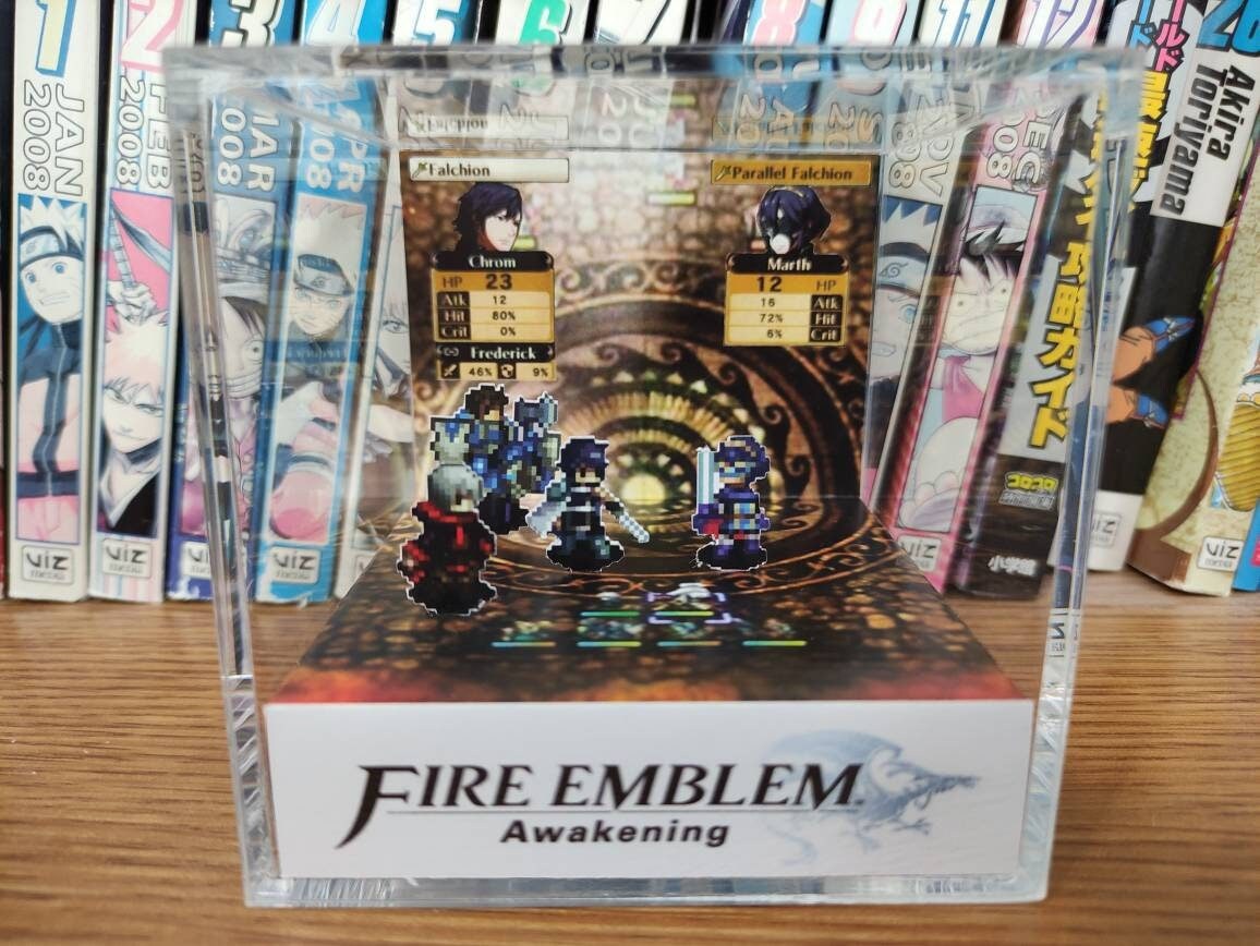 Fire Emblem Diorama - Chrom & Robin Vs Masked Marth (Awakening), Fire Emblem 3D Diorama Cube, Handmade Diorama Cube, Unique Gift for Gamers