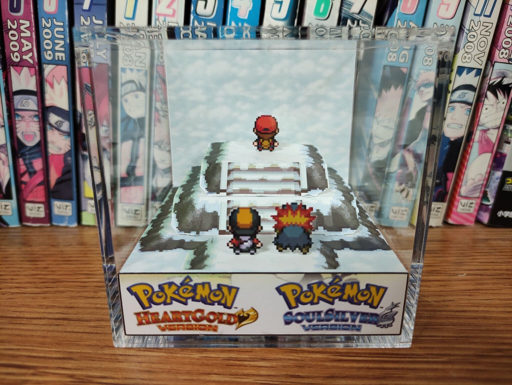 CUSTOMIZABLE Trainer Red (Trainer Red - HeartGold Soulsilver), Red 3D Diorama Cube, Handmade Crystal Diorama Cube , Unique Gift for Gamers