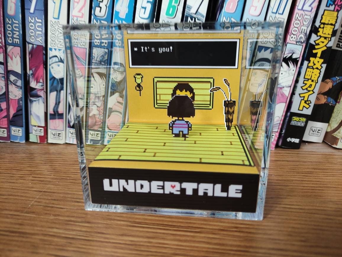 Undertale Diorama - Frisk It's you!, Undertale 3D Diorama Cube, Handmade Crystal Diorama Cube, Unique Gift for Gamers