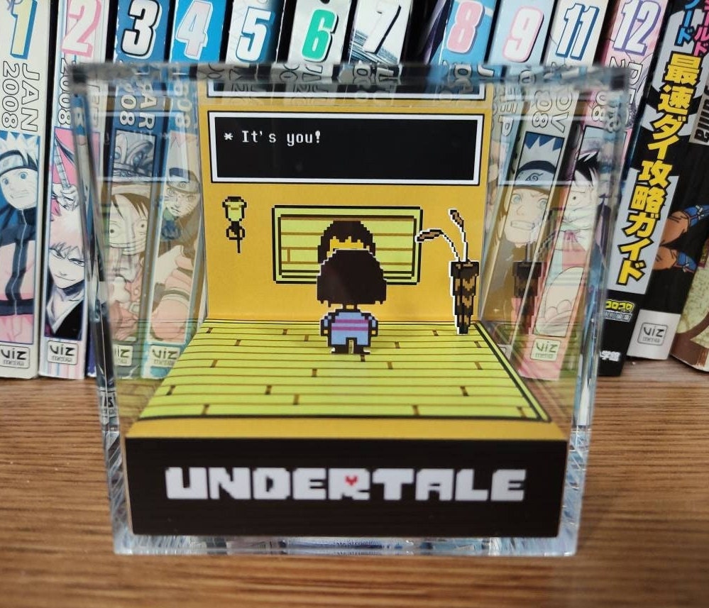 Undertale Diorama - Frisk It's you!, Undertale 3D Diorama Cube, Handmade Crystal Diorama Cube, Unique Gift for Gamers