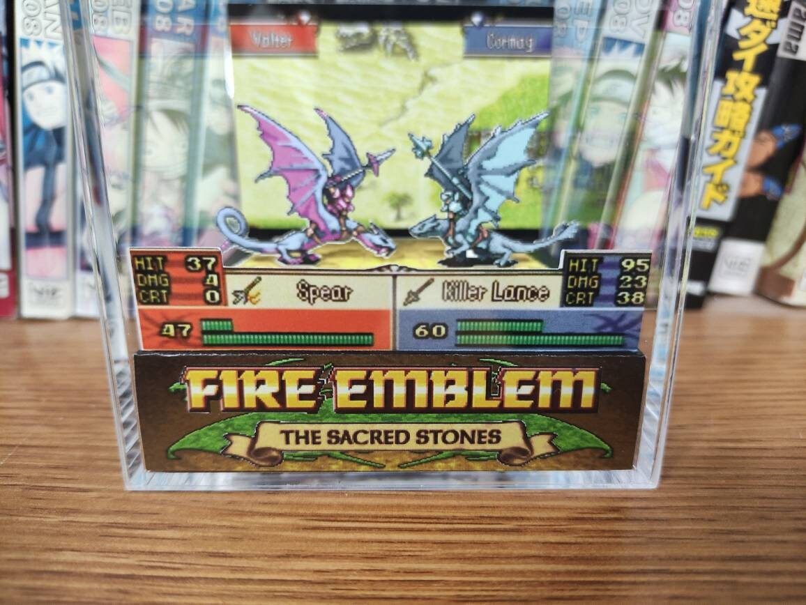 Fire Emblem Diorama - Valter vs Cormag (The Sacred Stones), Fire Emblem Diorama Cube, Handmade Crystal Diorama Cube, Unique Gift for Gamers