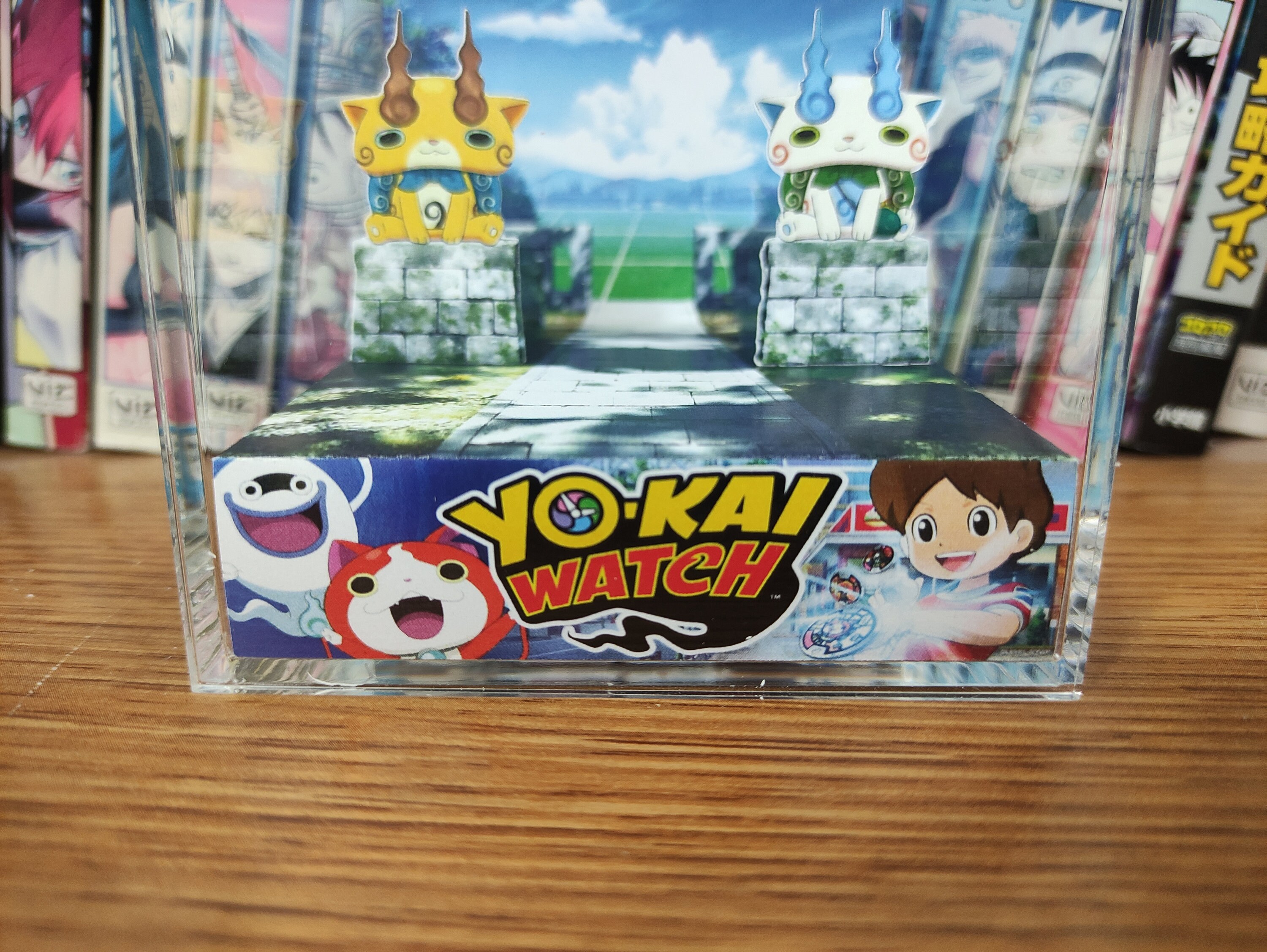 Yo-Kai Watch Komasan and Komajiro 3D Diorama Cube, Yo-Kai Watch Komasan and Komajiro Handmade Crystal Diorama Cube, Unique Gift for Gamers