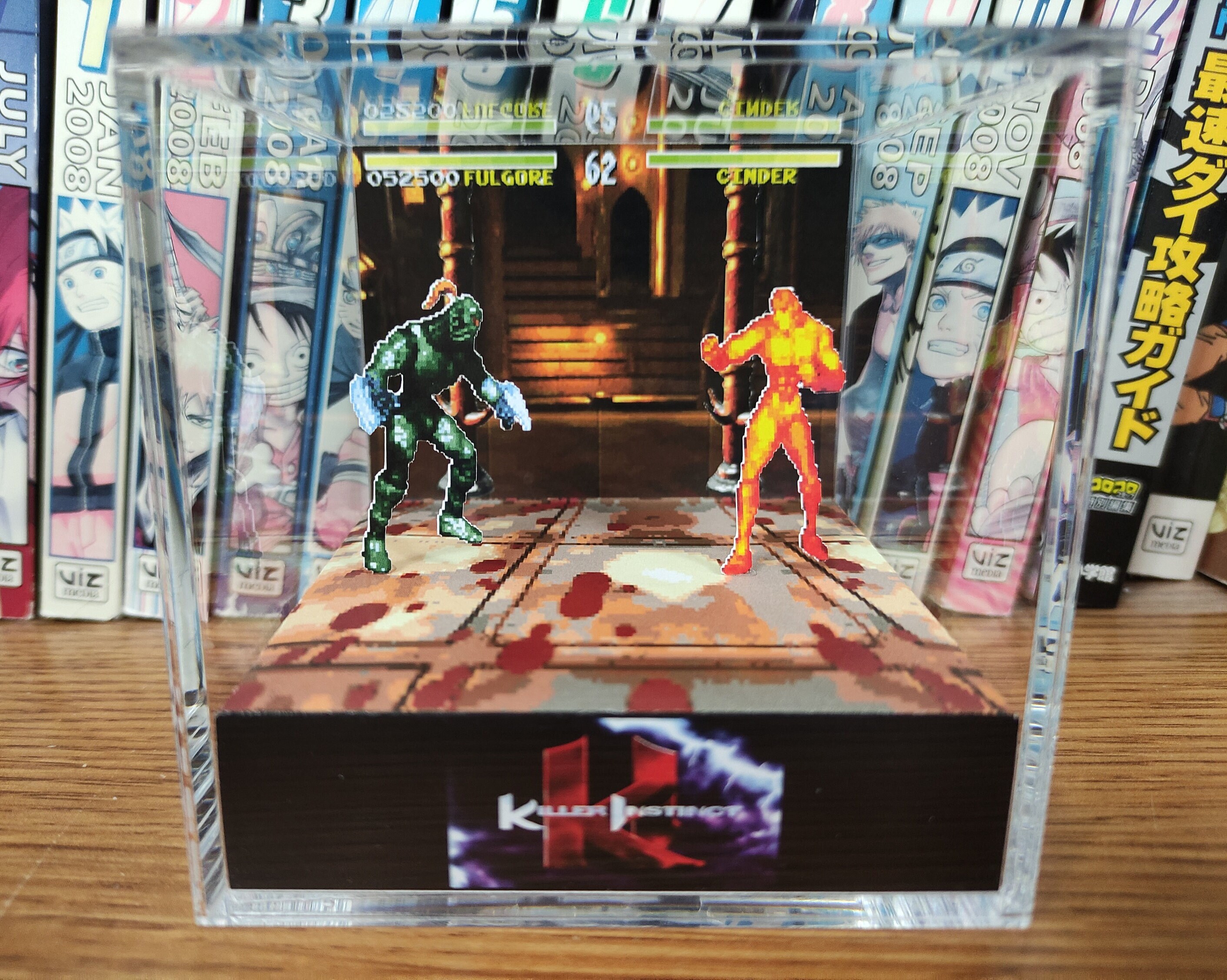 Killer Instinct Fullgore vs Cinder 3D Diorama Cube, Killer Instinct Fullgore vs Cinder Handmade Crystal Diorama Cube, Unique Gift for Gamers