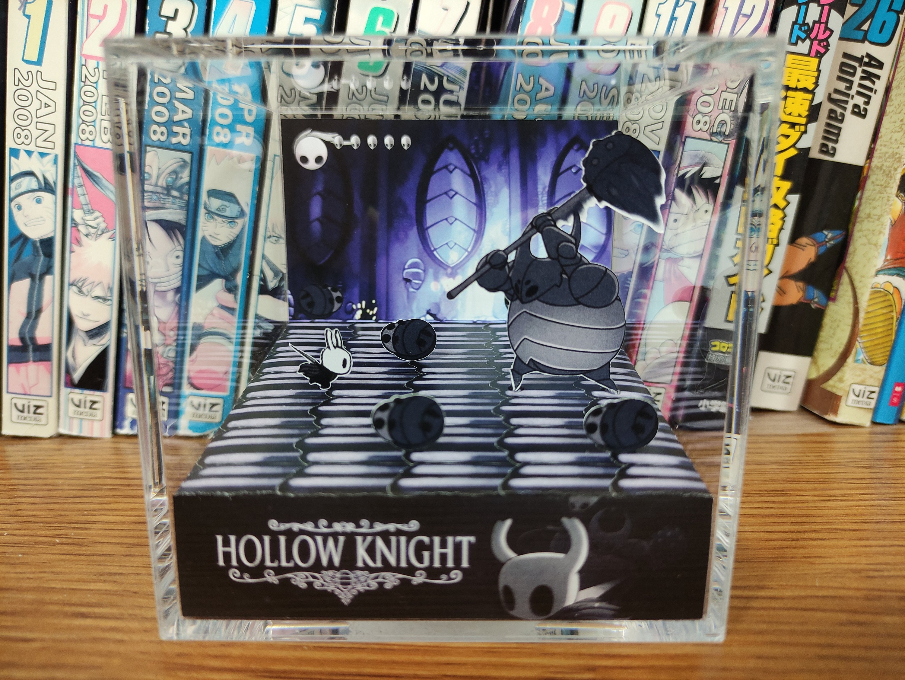 Hollow Knight Diorama - Hollow Knight vs False Knight, Hollow Knight 3D Diorama Cube, Handmade Crystal Diorama Cube, Gift for Gamers