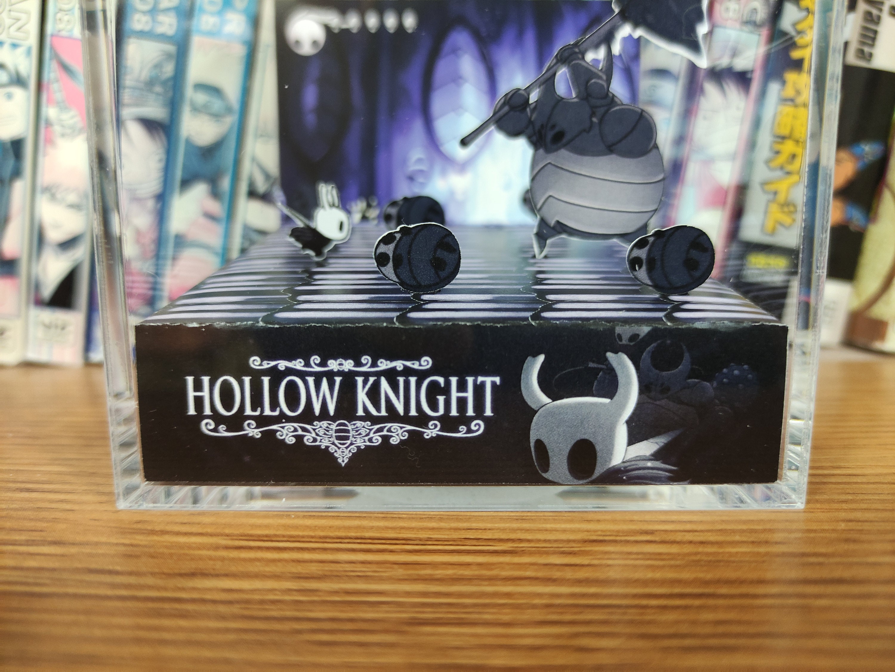 Hollow Knight Diorama - Hollow Knight vs False Knight, Hollow Knight 3D Diorama Cube, Handmade Crystal Diorama Cube, Gift for Gamers