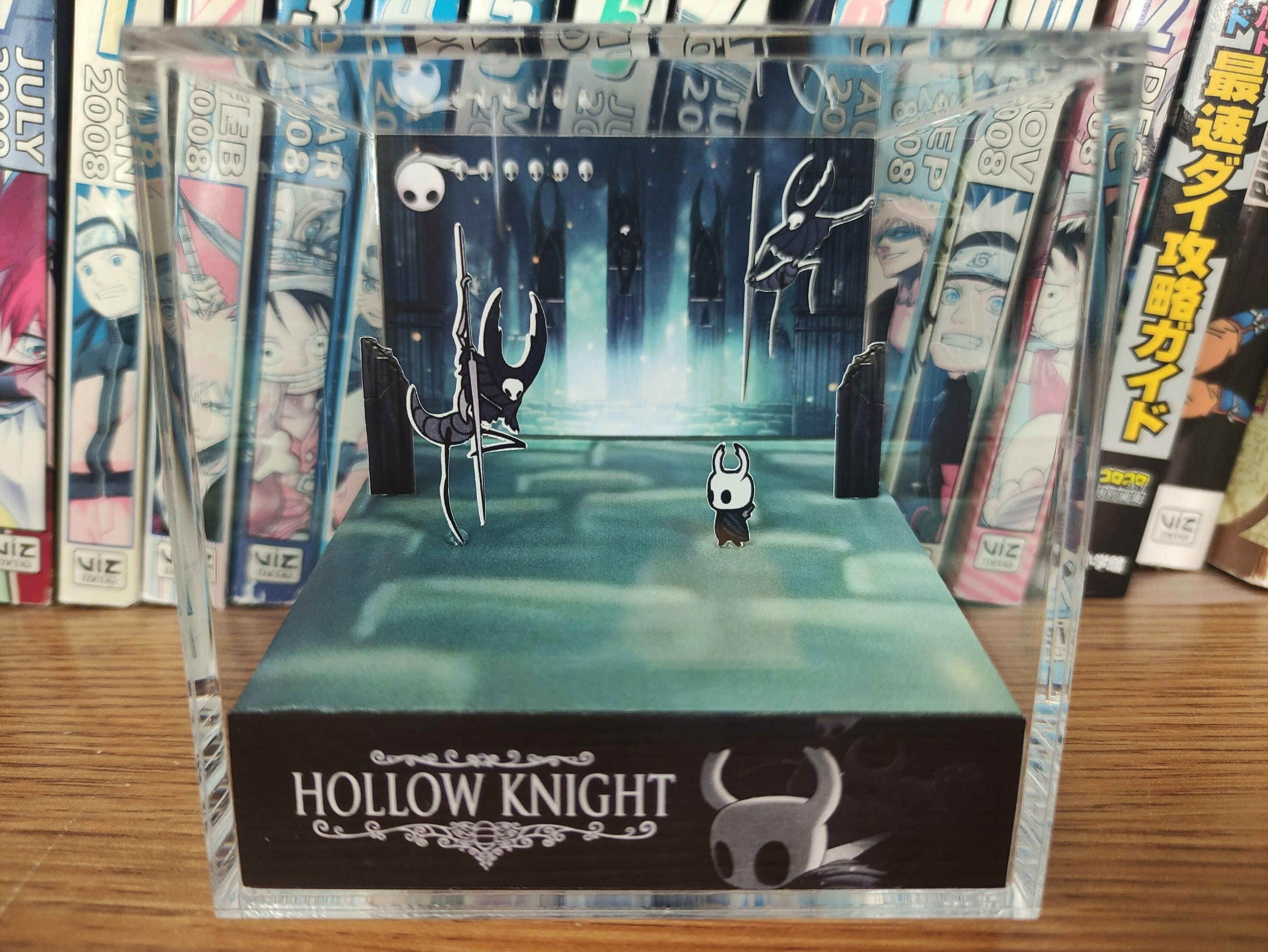 Hollow Knight Diorama - Hollow Knight vs Mantis Lords, Hollow Knight 3D Diorama Cube, Handmade Crystal Diorama Cube, Gift for Gamers