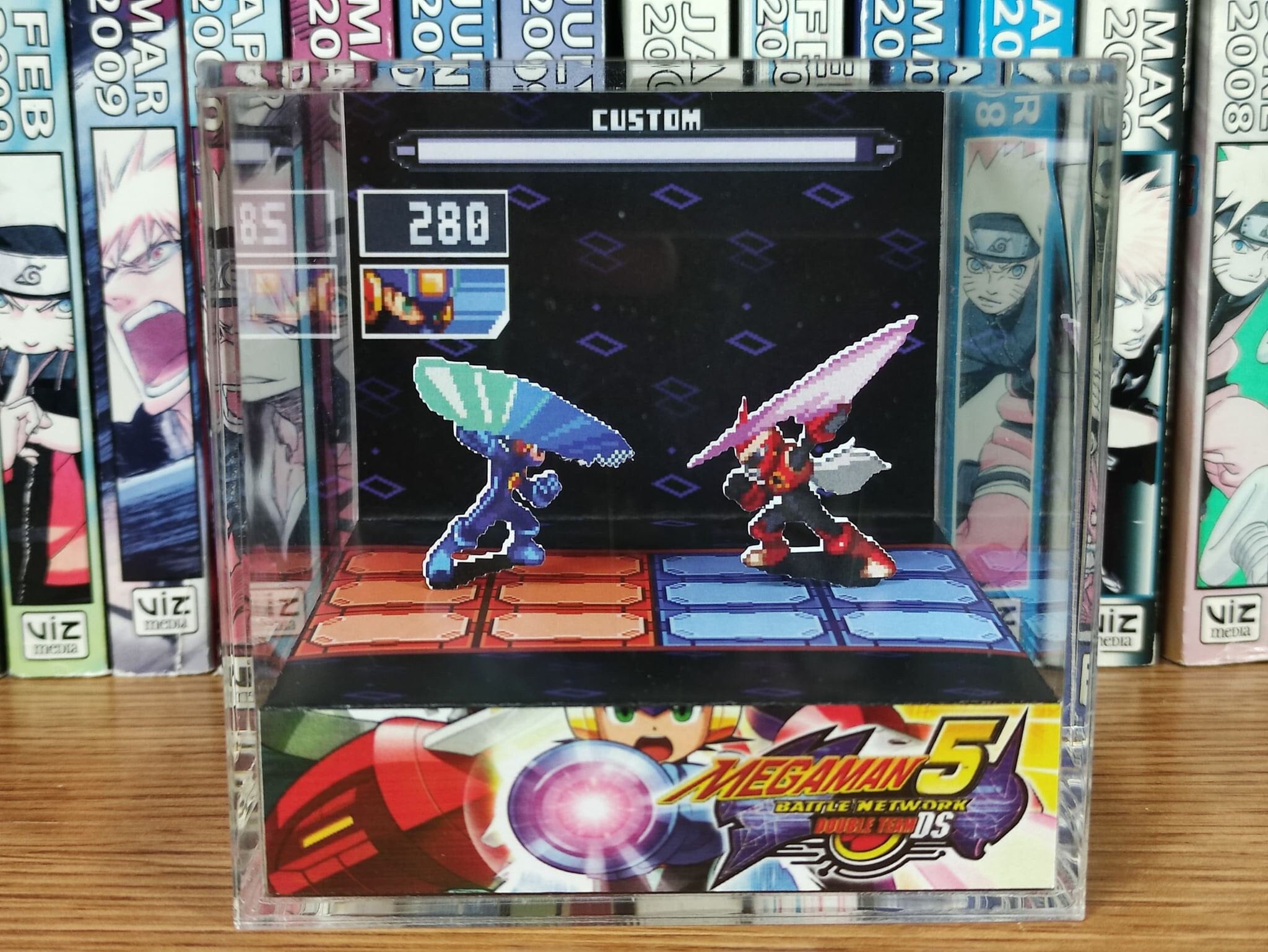 Mega Man Diorama - Mega Man vs Protoman (Battle Network), Mega Man 3D Diorama Cube, Handmade Crystal Diorama Cube, Unique Gift for Gamers