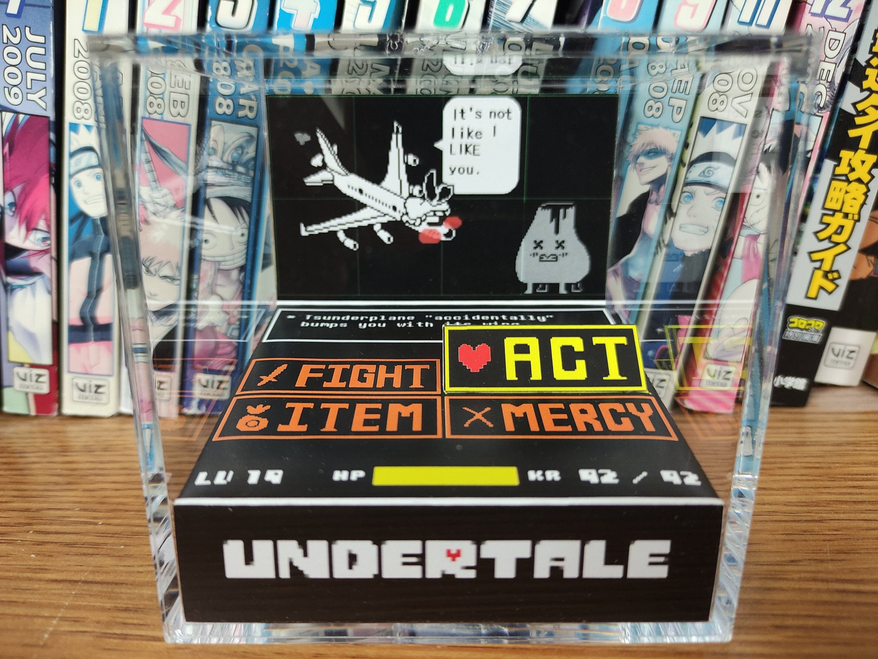 Undertale Diorama - Tsunderplane Battle ACT (Undertale), Undertale 3D Diorama Cube, Handmade Crystal Diorama Cube, Unique Gift for Gamers