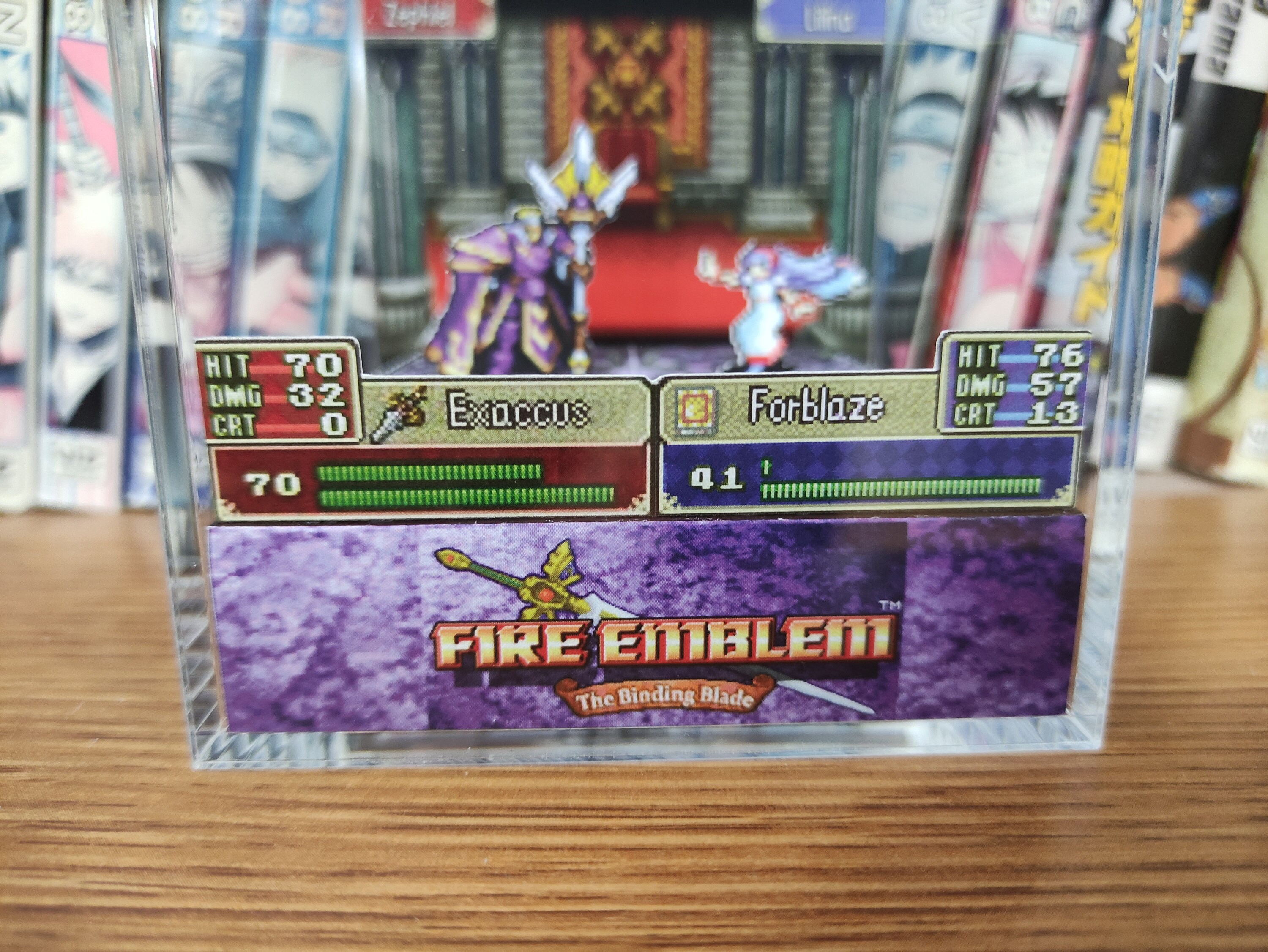 Fire Emblem Diorama - Lilina vs Zephiel (Binding Blade), Fire Emblem 3D Diorama Cube, Handmade Crystal Diorama Cube, Unique Gift for Gamers