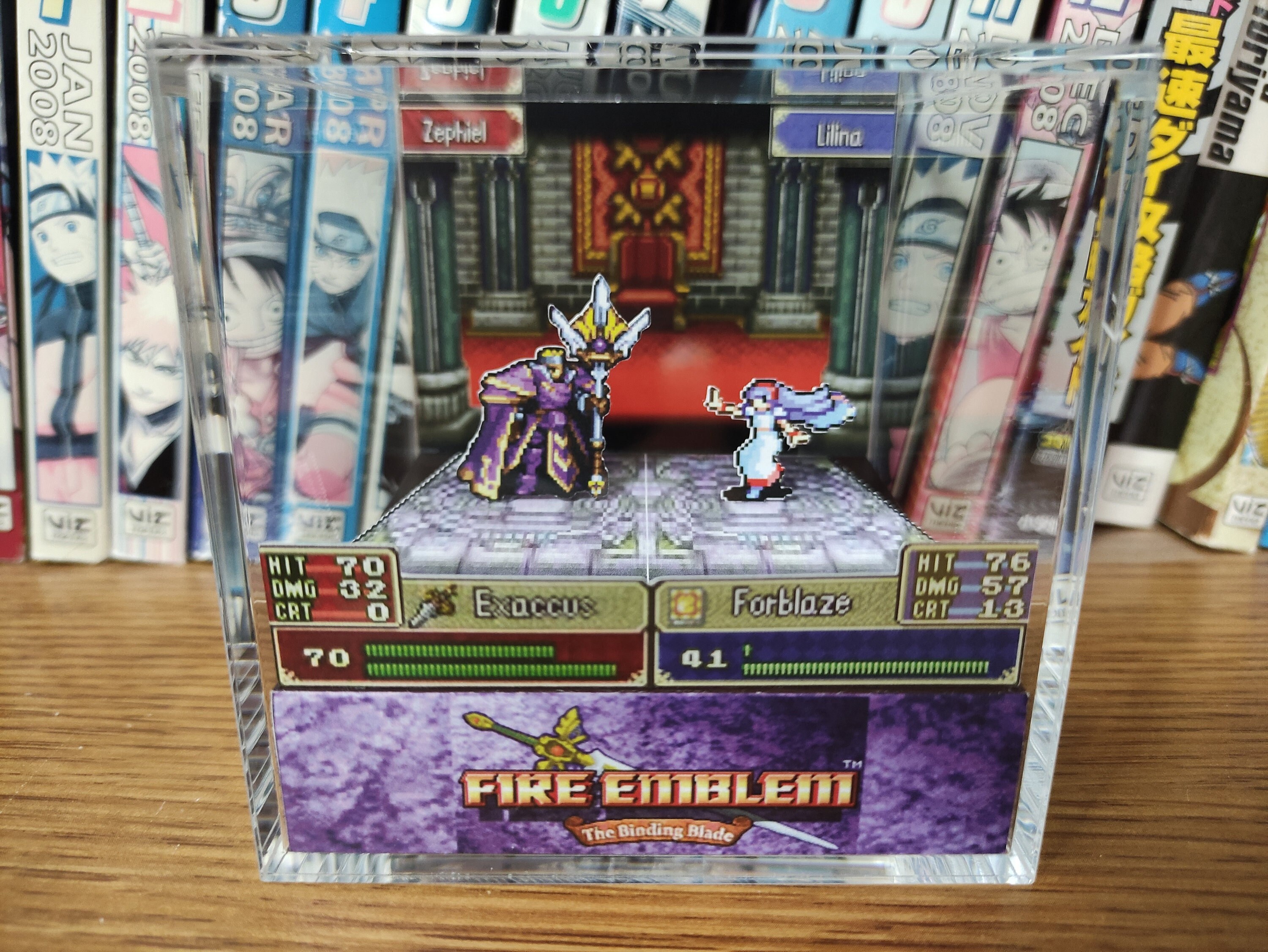 Fire Emblem Diorama - Lilina vs Zephiel (Binding Blade), Fire Emblem 3D Diorama Cube, Handmade Crystal Diorama Cube, Unique Gift for Gamers