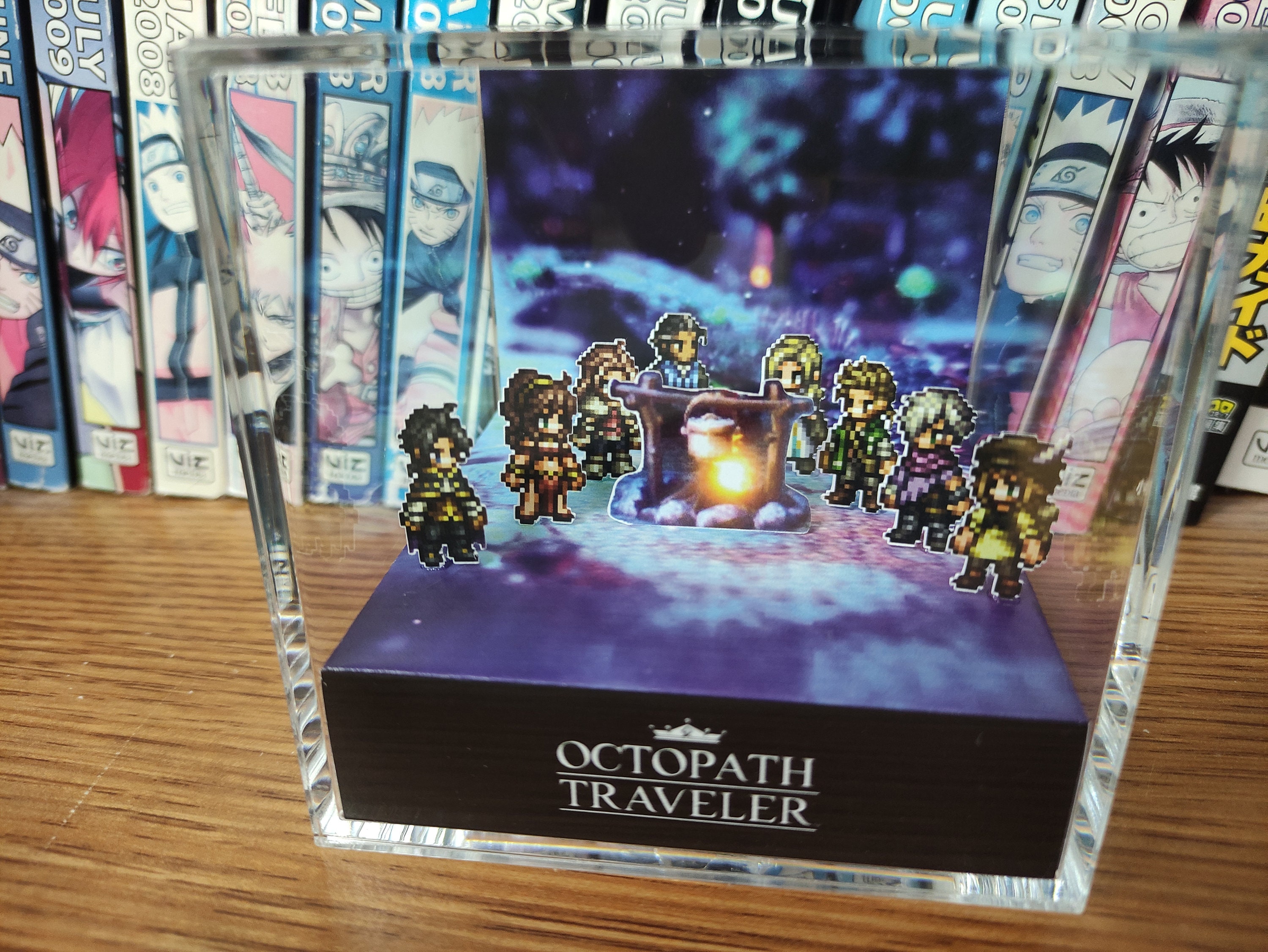 Octopath Traveller 1 Campfire (Characters), Octopath Traveller 1 3D Diorama Cube, Handmade Crystal Diorama Cube, Unique Gift for Gamers