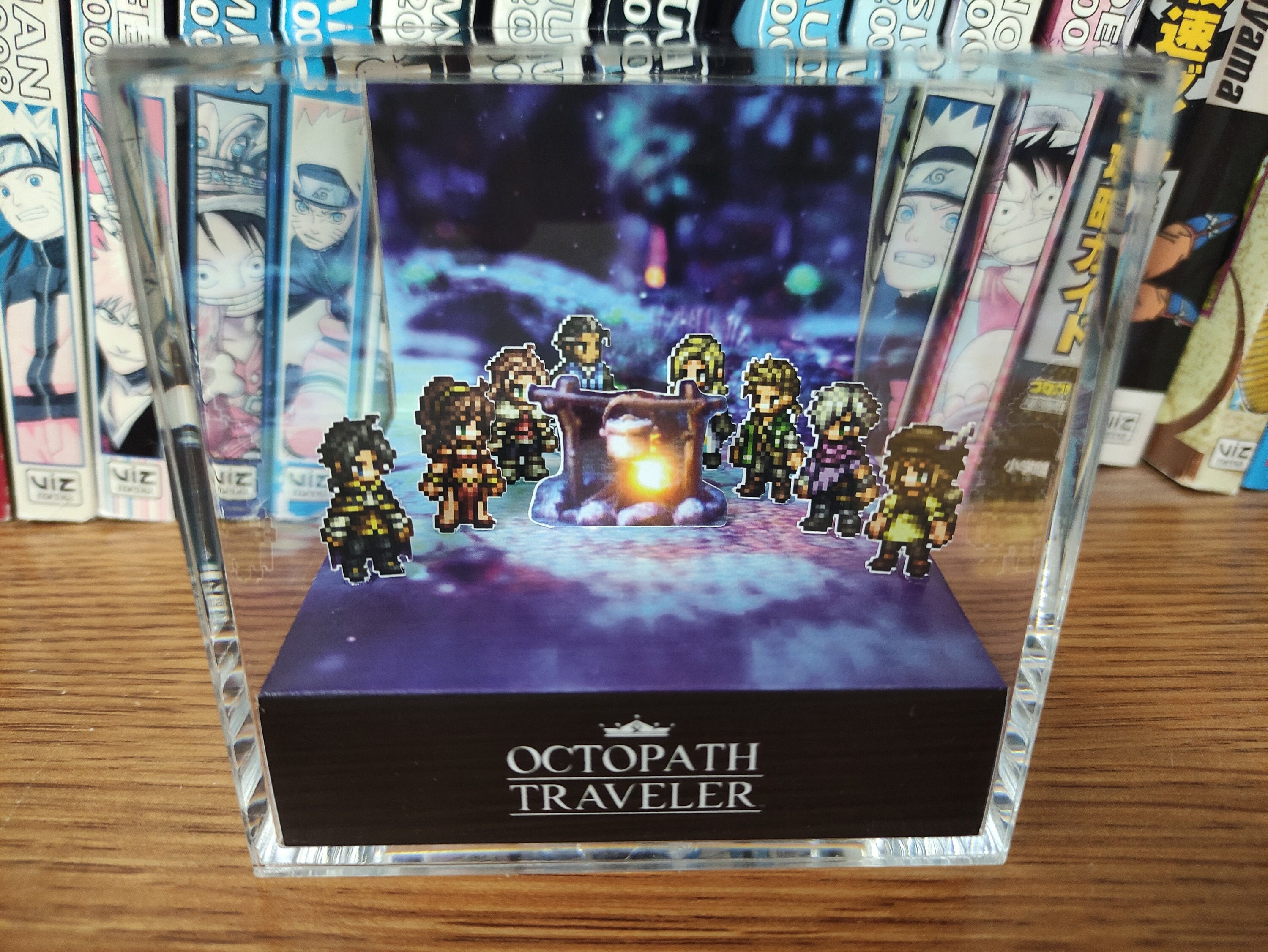 Octopath Traveller 1 Campfire (Characters), Octopath Traveller 1 3D Diorama Cube, Handmade Crystal Diorama Cube, Unique Gift for Gamers