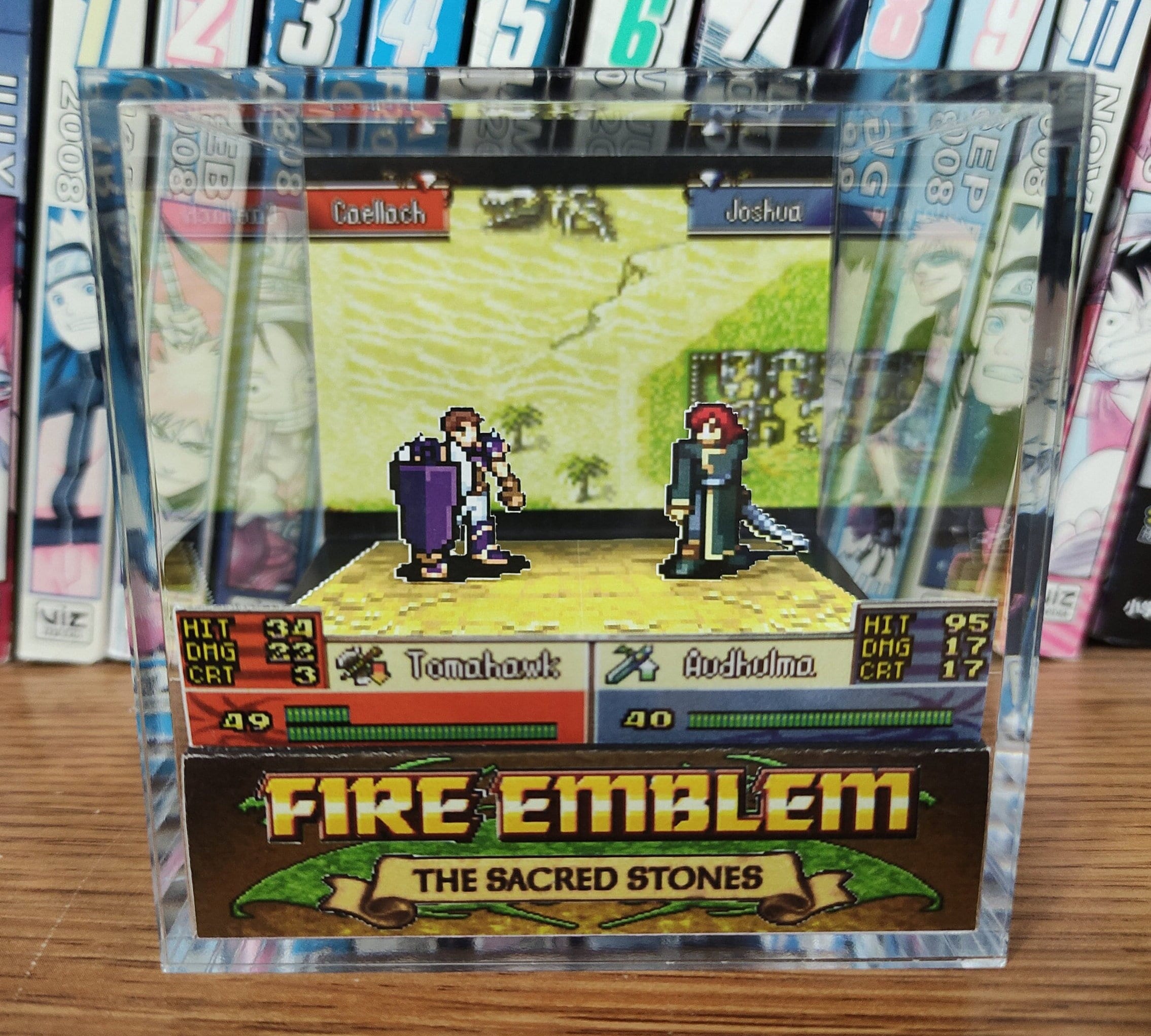 Fire Emblem Diorama - Caellach vs Joshua (Sacred Stones), Caellach vs Joshua Fire Emblem 3D Diorama Handmade Cube, Unique Gift for Gamers